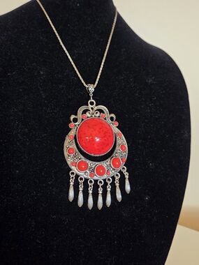Red Bohemian Statement Pendant Necklace - Women Jewelry